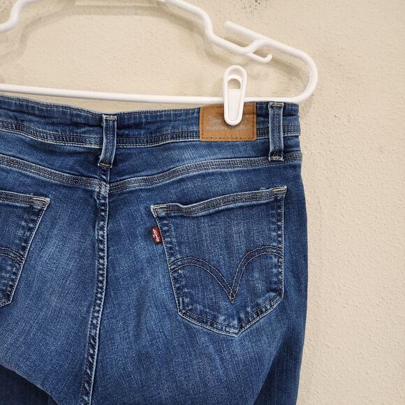 Levi Strauss Curvy #529 Skinny Leg Jeans Dark Blue Denim Mid Rise Size 12 - Picture 4 of 11
